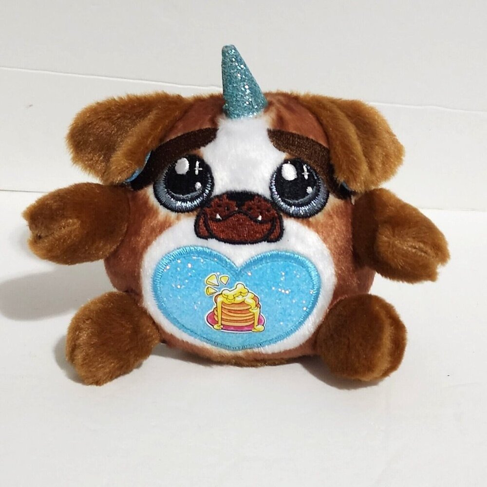 Zuru Rainbocorns Pancake‎ Badger Bulldog Brown Puppy Dog Sparkle Heart Plush 4"